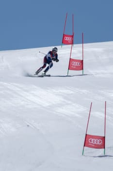 COVILHA, PORTUGAL - APRIL 2, 2017:  Mario Carvalho during the National Ski  Championships at Serra da Estrela, Covilha, Portugal.