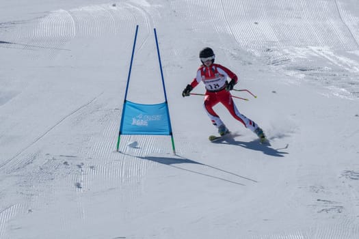 COVILHA, PORTUGAL - APRIL 2, 2017: Diana Baptista during the National Ski  Championships at Serra da Estrela, Covilha, Portugal.