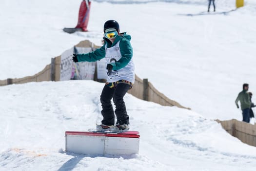COVILHA, PORTUGAL - APRIL 2, 2017:  Ines Rainho during the National Snowboard  Championships at Serra da Estrela, Covilha, Portugal.