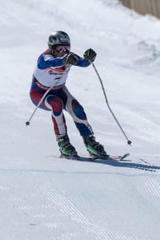 COVILHA, PORTUGAL - APRIL 2, 2017:  Mario Carvalho during the National Ski  Championships at Serra da Estrela, Covilha, Portugal.