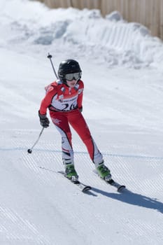 COVILHA, PORTUGAL - APRIL 2, 2017:  Gustavo Tavares during the National Ski  Championships at Serra da Estrela, Covilha, Portugal.