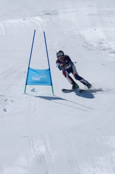 COVILHA, PORTUGAL - APRIL 2, 2017:  Mario Carvalho during the National Ski  Championships at Serra da Estrela, Covilha, Portugal.