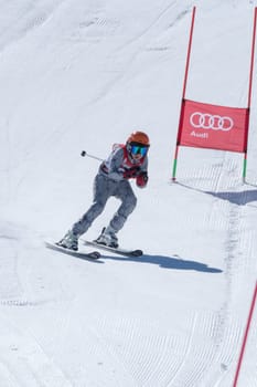 COVILHA, PORTUGAL - APRIL 2, 2017:  Joao Silva during the National Ski  Championships at Serra da Estrela, Covilha, Portugal.