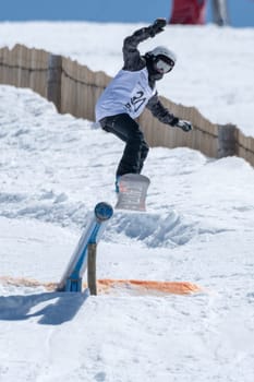 COVILHA, PORTUGAL - APRIL 2, 2017:  Barbara Almeida during the National Snowboard  Championships at Serra da Estrela, Covilha, Portugal.