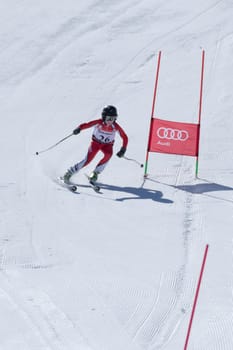 COVILHA, PORTUGAL - APRIL 2, 2017:  Gustavo Tavares during the National Ski  Championships at Serra da Estrela, Covilha, Portugal.