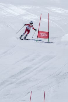 COVILHA, PORTUGAL - APRIL 2, 2017:  Barbara Silva during the National Ski  Championships at Serra da Estrela, Covilha, Portugal.