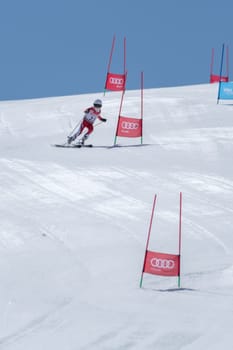 COVILHA, PORTUGAL - APRIL 2, 2017:  Barbara Silva during the National Ski  Championships at Serra da Estrela, Covilha, Portugal.