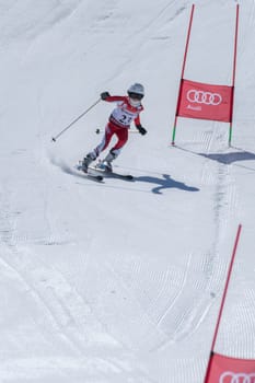 COVILHA, PORTUGAL - APRIL 2, 2017:  Barbara Silva during the National Ski  Championships at Serra da Estrela, Covilha, Portugal.