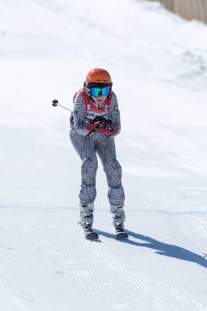 COVILHA, PORTUGAL - APRIL 2, 2017:  Joao Silva during the National Ski  Championships at Serra da Estrela, Covilha, Portugal.