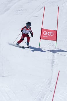 COVILHA, PORTUGAL - APRIL 2, 2017:  Gustavo Silva during the National Ski  Championships at Serra da Estrela, Covilha, Portugal.