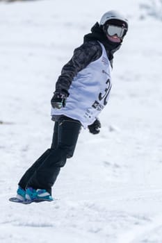 COVILHA, PORTUGAL - APRIL 2, 2017:  Barbara Almeida during the National Snowboard  Championships at Serra da Estrela, Covilha, Portugal.