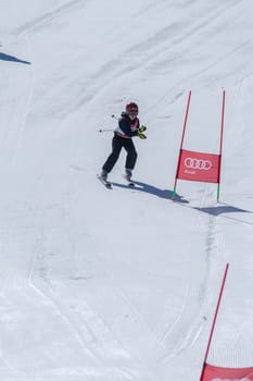 COVILHA, PORTUGAL - APRIL 2, 2017:  Dinis Lagem during the National Ski  Championships at Serra da Estrela, Covilha, Portugal.