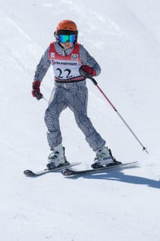 COVILHA, PORTUGAL - APRIL 2, 2017:  Joao Silva during the National Ski  Championships at Serra da Estrela, Covilha, Portugal.
