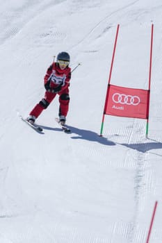 COVILHA, PORTUGAL - APRIL 2, 2017:  Marcelo Vicente during the National Ski  Championships at Serra da Estrela, Covilha, Portugal.