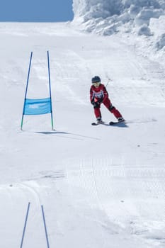 COVILHA, PORTUGAL - APRIL 2, 2017:  Marcelo Vicente during the National Ski  Championships at Serra da Estrela, Covilha, Portugal.