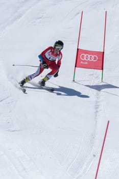 COVILHA, PORTUGAL - APRIL 2, 2017:  Jose Soares during the National Ski  Championships at Serra da Estrela, Covilha, Portugal.