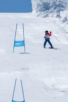 COVILHA, PORTUGAL - APRIL 2, 2017:  Beatriz Curto during the National Ski  Championships at Serra da Estrela, Covilha, Portugal.