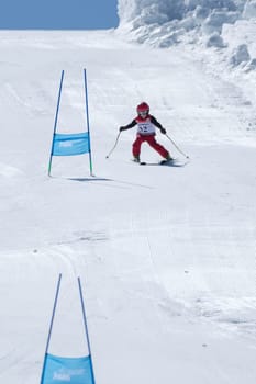 COVILHA, PORTUGAL - APRIL 2, 2017:  Mateus Tavares during the National Ski  Championships at Serra da Estrela, Covilha, Portugal.