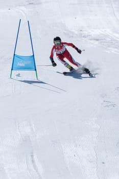 COVILHA, PORTUGAL - APRIL 2, 2017:  Jose Soares during the National Ski  Championships at Serra da Estrela, Covilha, Portugal.