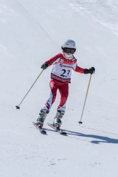 COVILHA, PORTUGAL - APRIL 2, 2017:  Barbara Silva during the National Ski  Championships at Serra da Estrela, Covilha, Portugal.