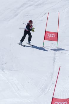 COVILHA, PORTUGAL - APRIL 2, 2017:  Dinis Lagem during the National Ski  Championships at Serra da Estrela, Covilha, Portugal.