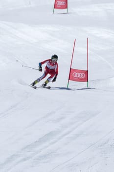 COVILHA, PORTUGAL - APRIL 2, 2017:  Jose Soares during the National Ski  Championships at Serra da Estrela, Covilha, Portugal.