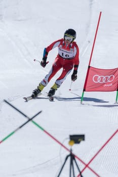 COVILHA, PORTUGAL - APRIL 2, 2017:  Jose Soares during the National Ski  Championships at Serra da Estrela, Covilha, Portugal.