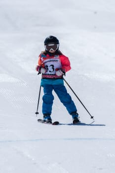 COVILHA, PORTUGAL - APRIL 2, 2017:  Beatriz Curto during the National Ski  Championships at Serra da Estrela, Covilha, Portugal.
