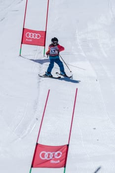 COVILHA, PORTUGAL - APRIL 2, 2017:  Beatriz Curto during the National Ski  Championships at Serra da Estrela, Covilha, Portugal.