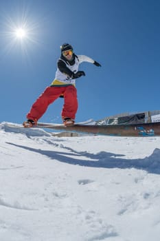 COVILHA, PORTUGAL - APRIL 2, 2017:  Michael Cruz during the National Snowboard  Championships at Serra da Estrela, Covilha, Portugal.