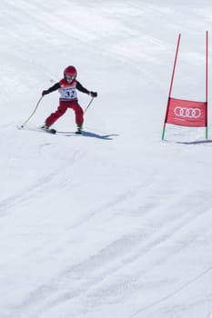 COVILHA, PORTUGAL - APRIL 2, 2017:  Mateus Tavares during the National Ski  Championships at Serra da Estrela, Covilha, Portugal.