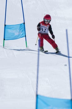 COVILHA, PORTUGAL - APRIL 2, 2017:  Mateus Tavares during the National Ski  Championships at Serra da Estrela, Covilha, Portugal.