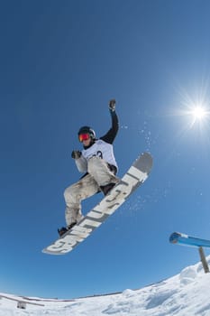 COVILHA, PORTUGAL - APRIL 2, 2017:  Robinson Weiske during the National Snowboard  Championships at Serra da Estrela, Covilha, Portugal.
