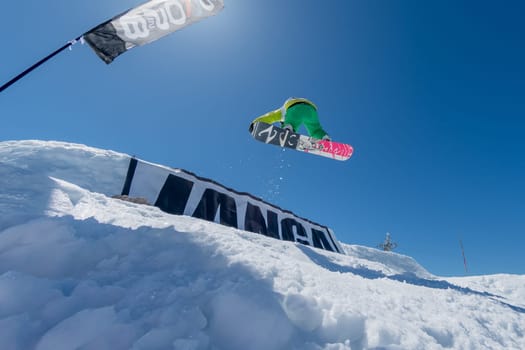 COVILHA, PORTUGAL - APRIL 2, 2017:  Henrique Nunes during the National Snowboard  Championships at Serra da Estrela, Covilha, Portugal.
