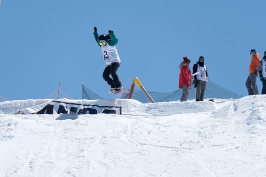 COVILHA, PORTUGAL - APRIL 2, 2017:  Ines Rainho during the National Snowboard  Championships at Serra da Estrela, Covilha, Portugal.