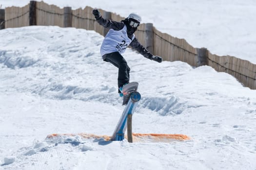COVILHA, PORTUGAL - APRIL 2, 2017:  Barbara Almeida during the National Snowboard  Championships at Serra da Estrela, Covilha, Portugal.