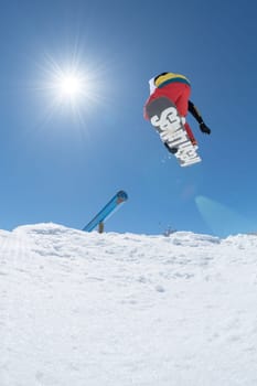 COVILHA, PORTUGAL - APRIL 2, 2017:  Michael Cruz during the National Snowboard  Championships at Serra da Estrela, Covilha, Portugal.