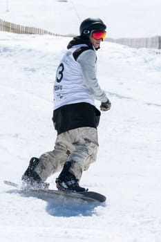 COVILHA, PORTUGAL - APRIL 2, 2017:  Robinson Weiske during the National Snowboard  Championships at Serra da Estrela, Covilha, Portugal.