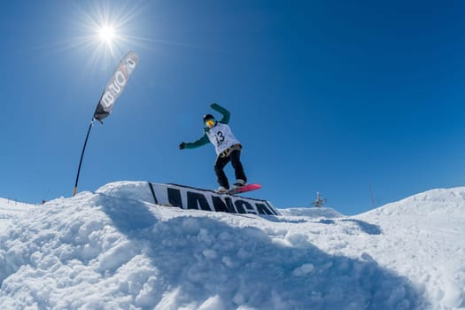 COVILHA, PORTUGAL - APRIL 2, 2017:  Ines Rainho during the National Snowboard  Championships at Serra da Estrela, Covilha, Portugal.