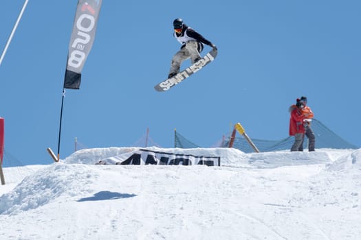 COVILHA, PORTUGAL - APRIL 2, 2017:  Robinson Weiske during the National Snowboard  Championships at Serra da Estrela, Covilha, Portugal.