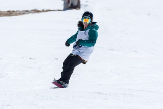 COVILHA, PORTUGAL - APRIL 2, 2017:  Ines Rainho during the National Snowboard  Championships at Serra da Estrela, Covilha, Portugal.