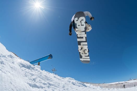 COVILHA, PORTUGAL - APRIL 2, 2017:  Robinson Weiske during the National Snowboard  Championships at Serra da Estrela, Covilha, Portugal.
