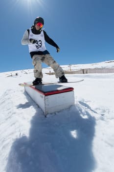 COVILHA, PORTUGAL - APRIL 2, 2017:  Robinson Weiske during the National Snowboard  Championships at Serra da Estrela, Covilha, Portugal.