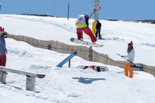 COVILHA, PORTUGAL - APRIL 2, 2017:  Michael Cruz during the National Snowboard  Championships at Serra da Estrela, Covilha, Portugal.
