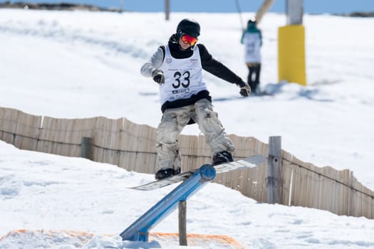 COVILHA, PORTUGAL - APRIL 2, 2017:  Robinson Weiske during the National Snowboard  Championships at Serra da Estrela, Covilha, Portugal.