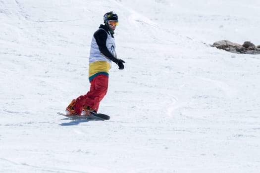COVILHA, PORTUGAL - APRIL 2, 2017:  Michael Cruz during the National Snowboard  Championships at Serra da Estrela, Covilha, Portugal.