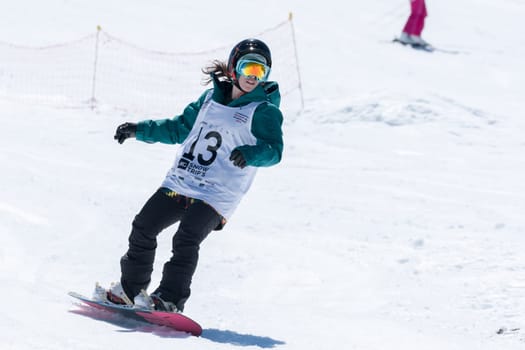 COVILHA, PORTUGAL - APRIL 2, 2017:  Ines Rainho during the National Snowboard  Championships at Serra da Estrela, Covilha, Portugal.
