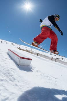 COVILHA, PORTUGAL - APRIL 2, 2017:  Michael Cruz during the National Snowboard  Championships at Serra da Estrela, Covilha, Portugal.