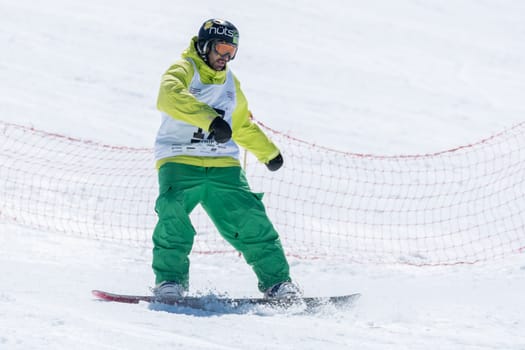 COVILHA, PORTUGAL - APRIL 2, 2017:  Henrique Nunes during the National Snowboard  Championships at Serra da Estrela, Covilha, Portugal.