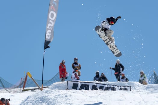 COVILHA, PORTUGAL - APRIL 2, 2017:  Robinson Weiske during the National Snowboard  Championships at Serra da Estrela, Covilha, Portugal.